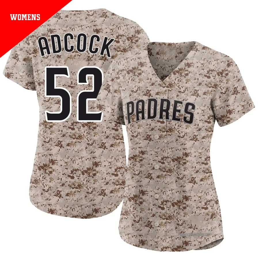 Women's San Diego Padres ＃52 Ty Adcock Camo Limited 2nd Alternate Jersey