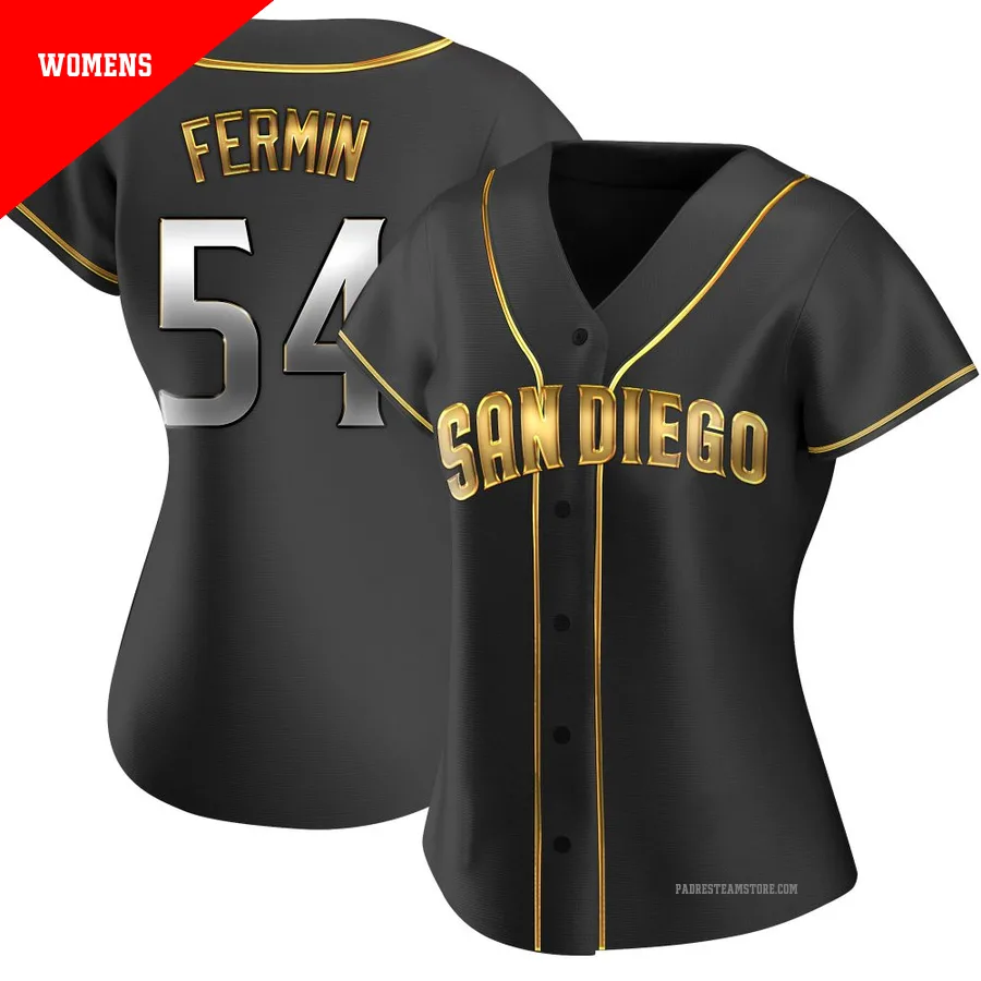 Women's San Diego Padres ＃54 Freddy Fermin Gold Replica Black en Alternate Jersey