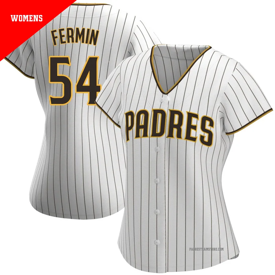 Women's San Diego Padres ＃54 Freddy Fermin White/Brown Authentic Home Jersey