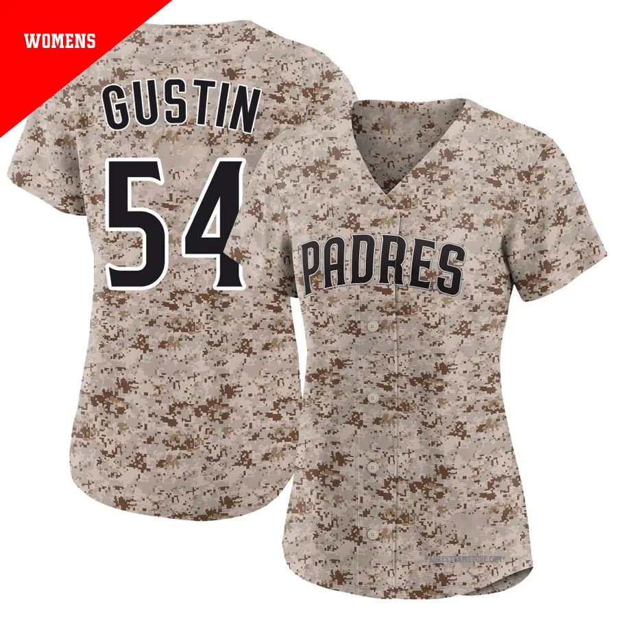 Women's San Diego Padres ＃54 Harry Gustin Camo Limited 2nd Alternate Jersey