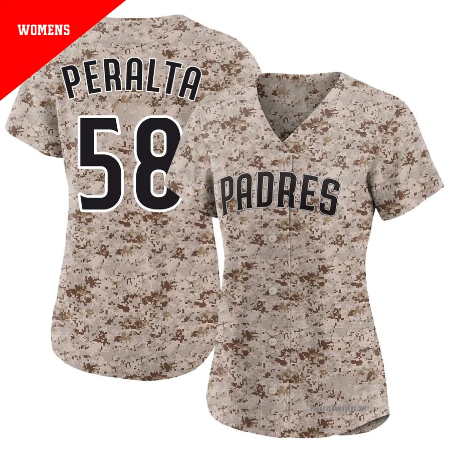 Women's San Diego Padres ＃58 Wandy Peralta Camo Limited 2nd Alternate Jersey