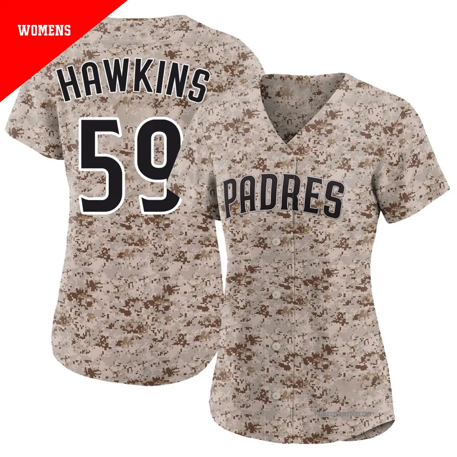 Women's San Diego Padres ＃59 Garrett Hawkins Camo Limited 2nd Alternate Jersey