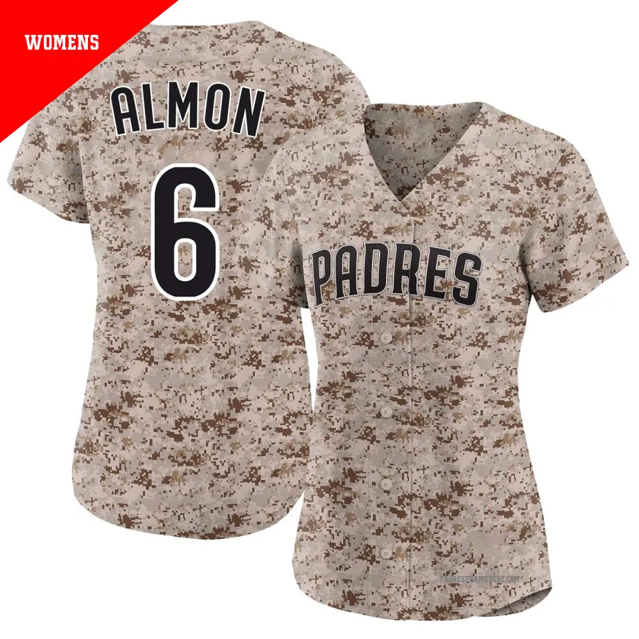 Women's San Diego Padres ＃6 Bill Almon Camo Limited 2nd Alternate Jersey