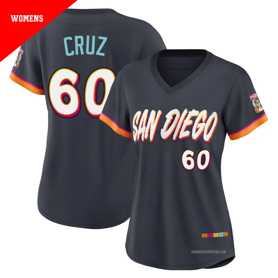 Women's San Diego Padres ＃60 Omar Cruz Limited Obsidian 2026 City Connect Stadium Jersey