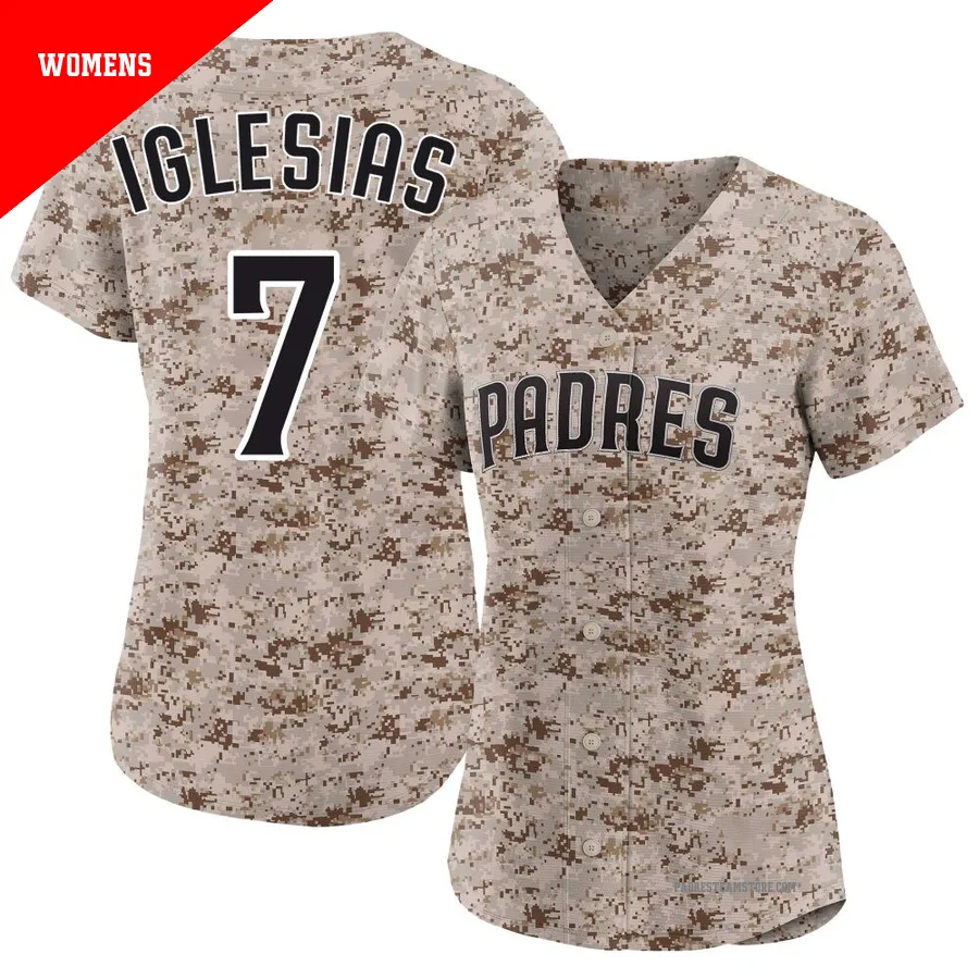 Women's San Diego Padres ＃7 Jose Iglesias Camo Limited 2nd Alternate Jersey