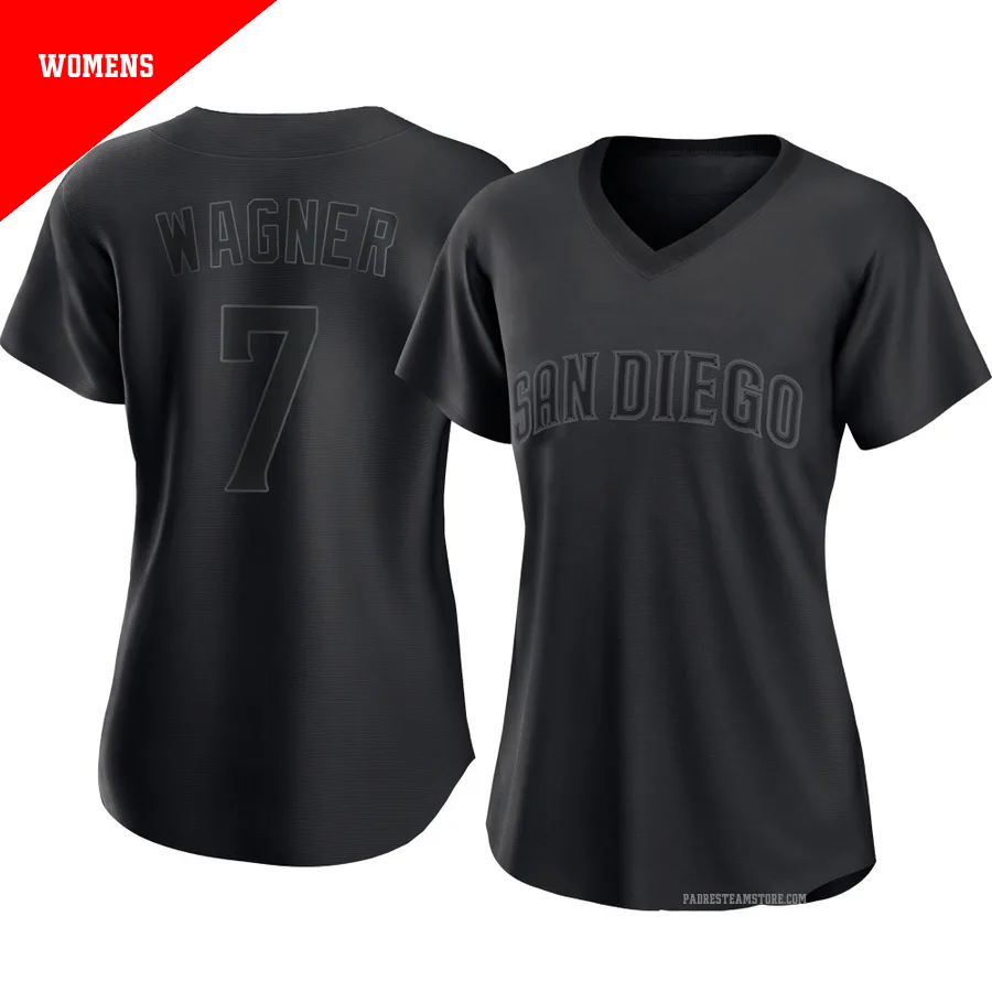 Women's San Diego Padres ＃7 Will Wagner Black Replica Pitch Fashion Jersey