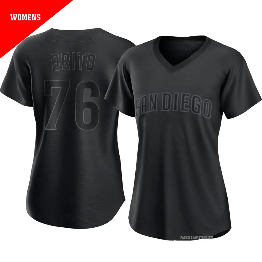 Women's San Diego Padres ＃76 Jhony Brito Black Replica Pitch Fashion Jersey