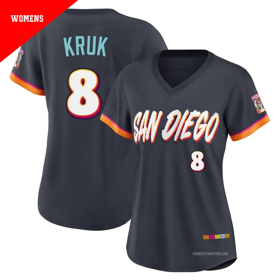 Women's San Diego Padres ＃8 John Kruk Limited Obsidian 2026 City Connect Stadium Jersey