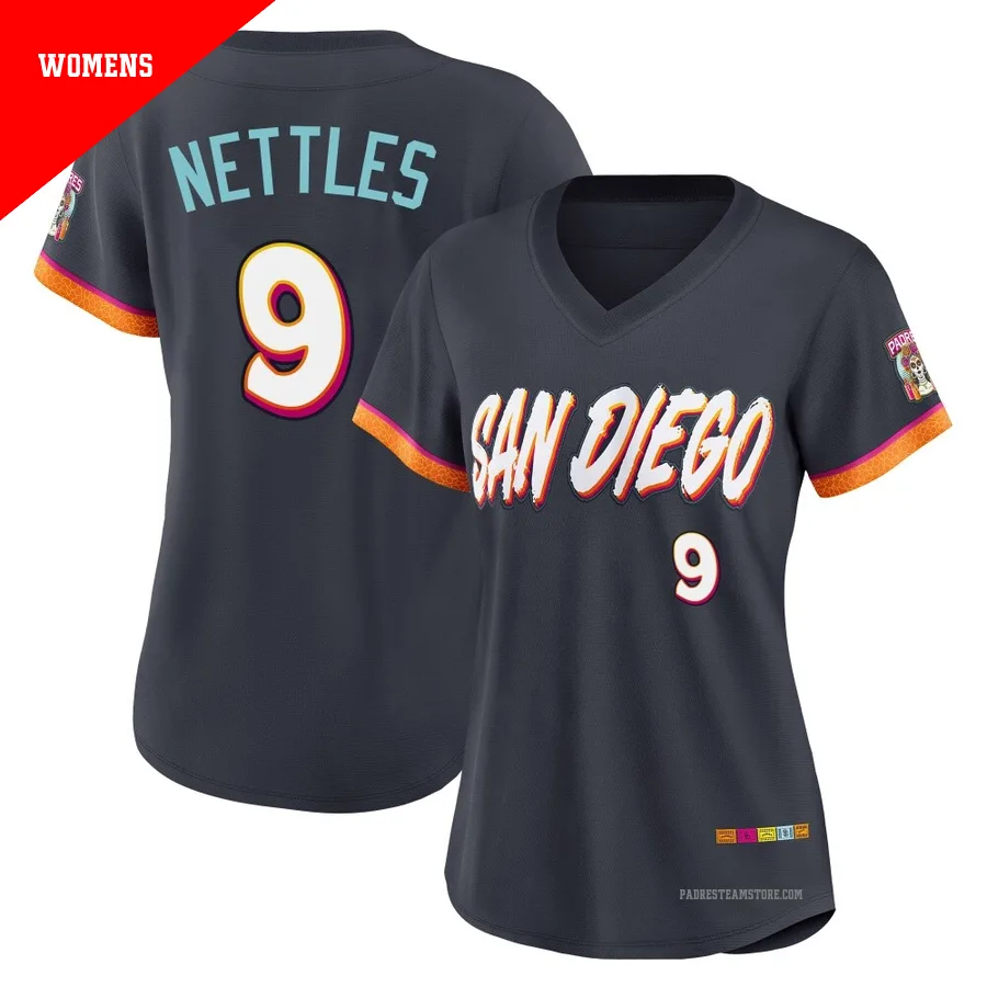 Women's San Diego Padres ＃9 Graig Nettles Limited Obsidian 2026 City Connect Stadium Jersey