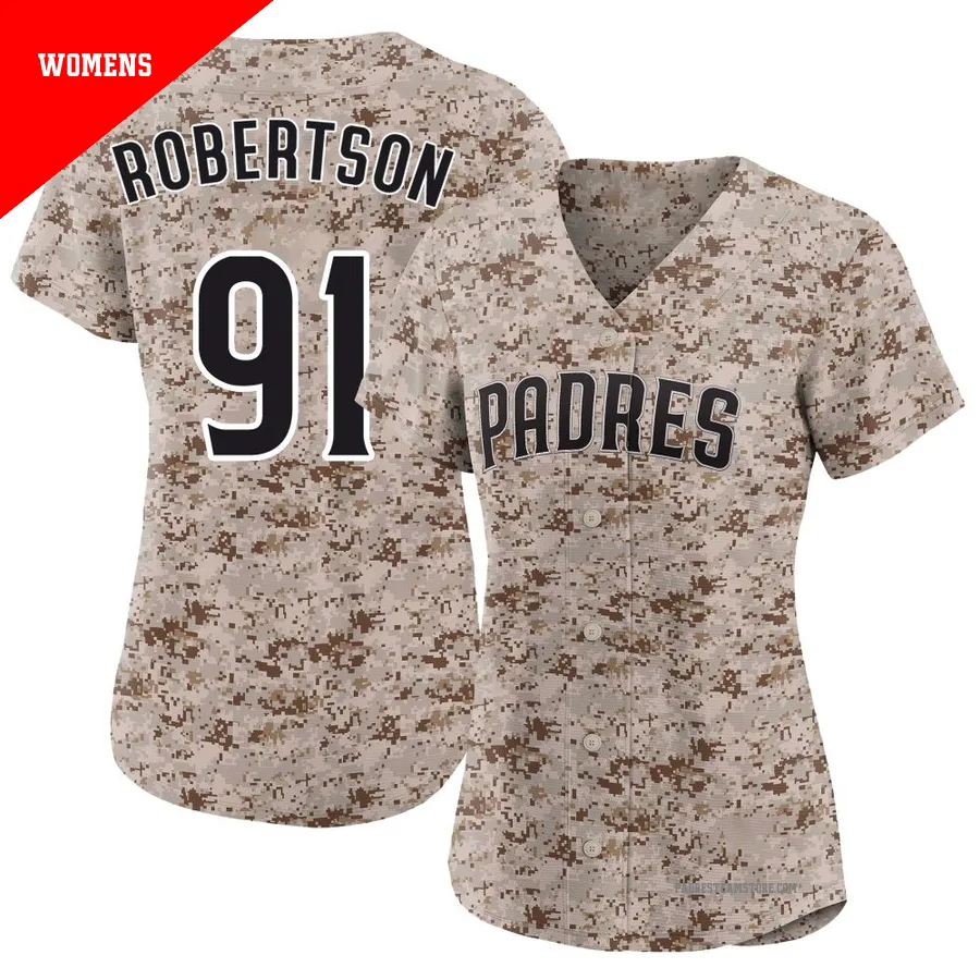 Women's San Diego Padres ＃91 Tyler Robertson Camo Limited 2nd Alternate Jersey