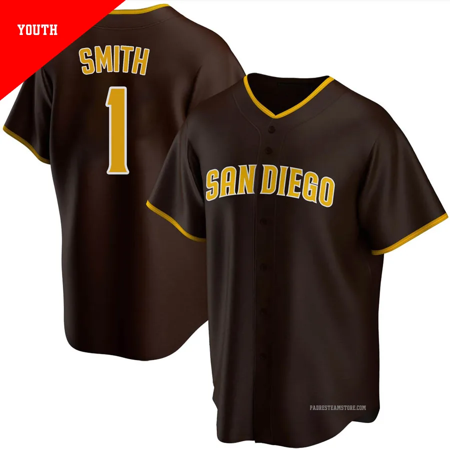 Youth San Diego Padres ＃1 Ozzie Smith Brown Replica Road Jersey
