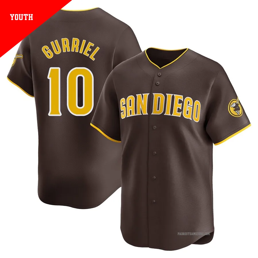 Youth San Diego Padres ＃10 Yuli Gurriel Brown Limited Away Jersey