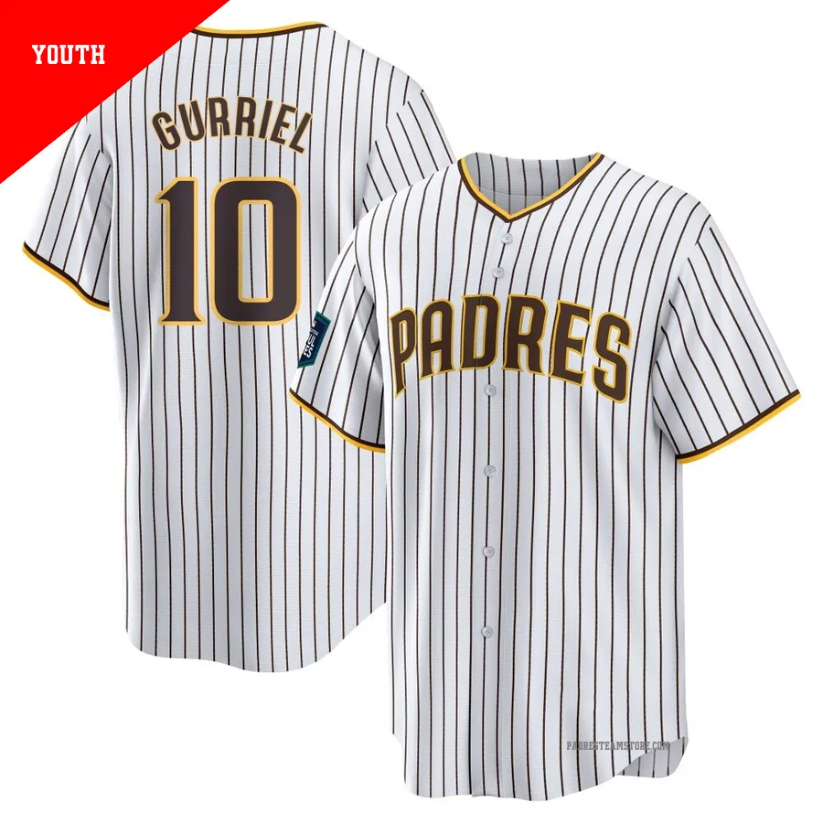Youth San Diego Padres ＃10 Yuli Gurriel White Replica 2024 World Tour Seoul Series Home Jersey