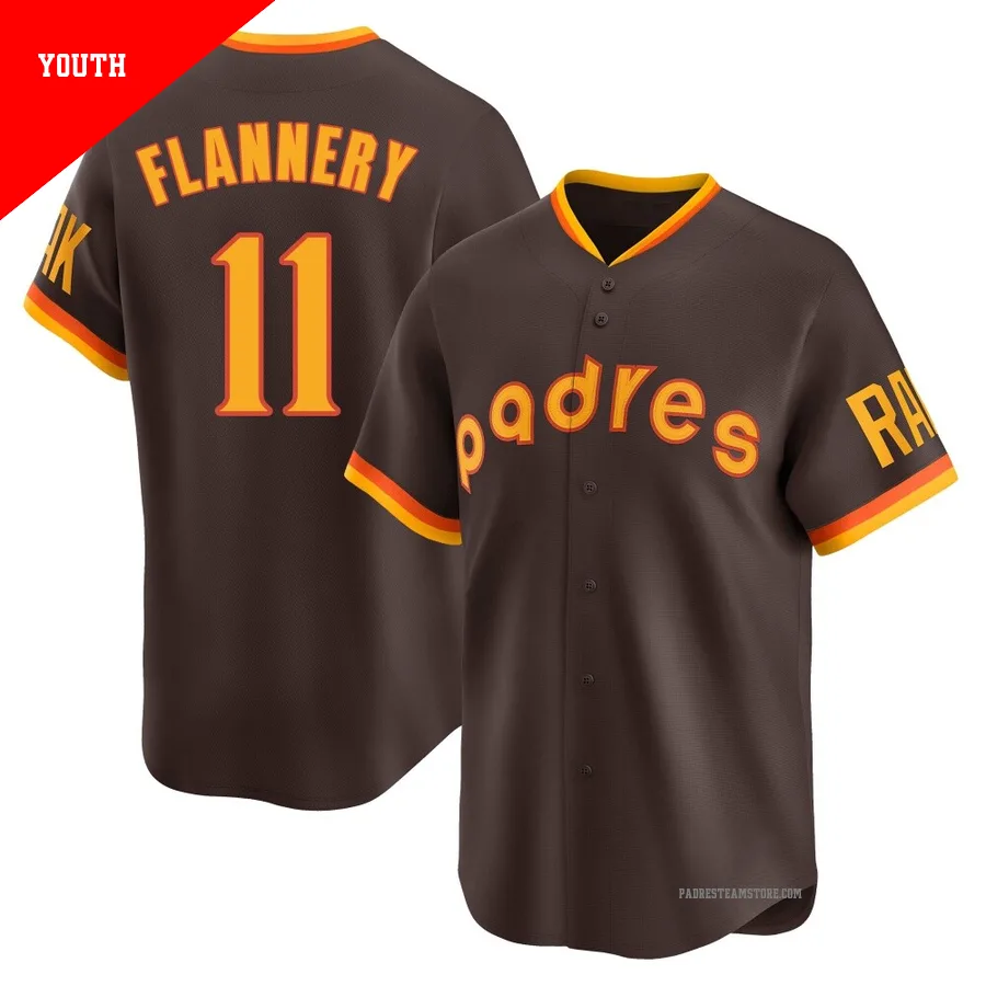 Youth San Diego Padres ＃11 Tim Flannery Brown Limited Cooperstown Collection Jersey