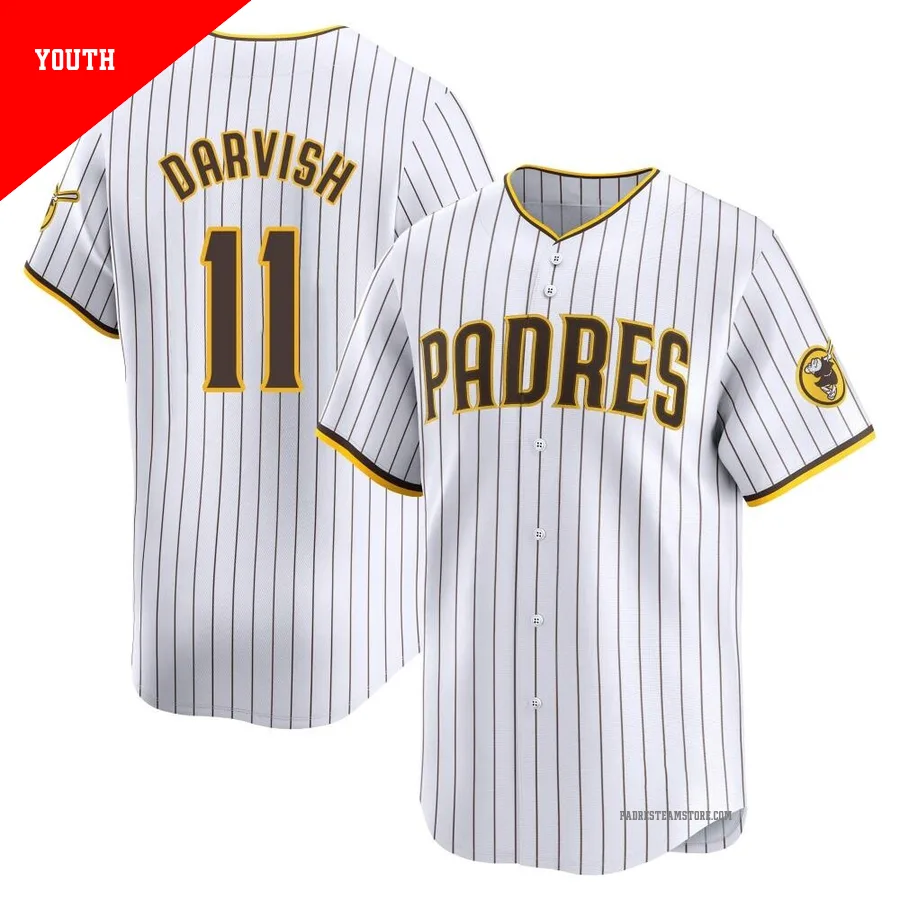 Youth San Diego Padres ＃11 Yu Darvish White Limited Home Jersey