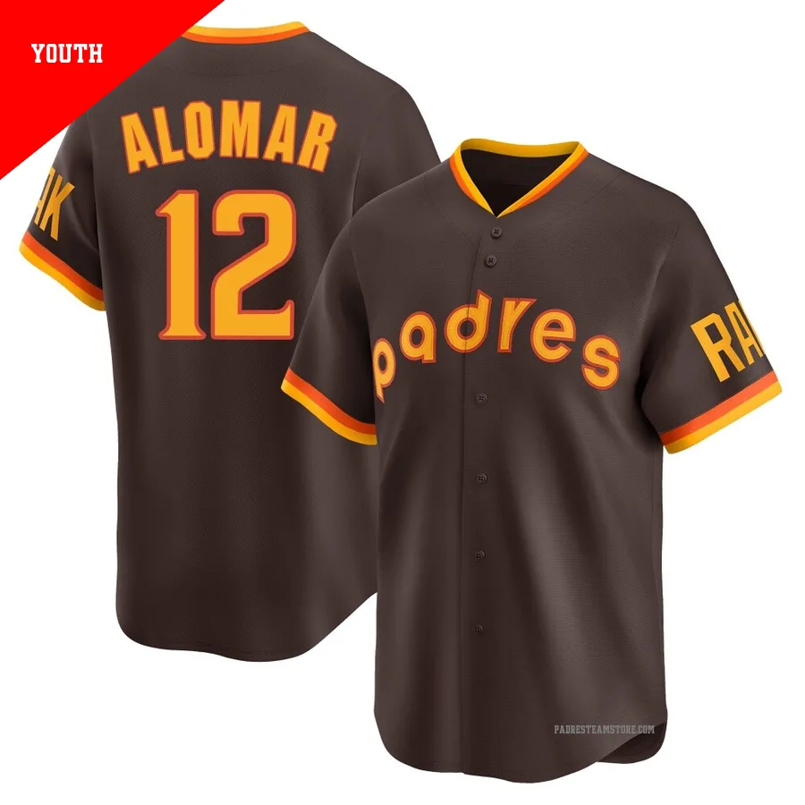 Youth San Diego Padres ＃12 Roberto Alomar Brown Limited Cooperstown Collection Jersey