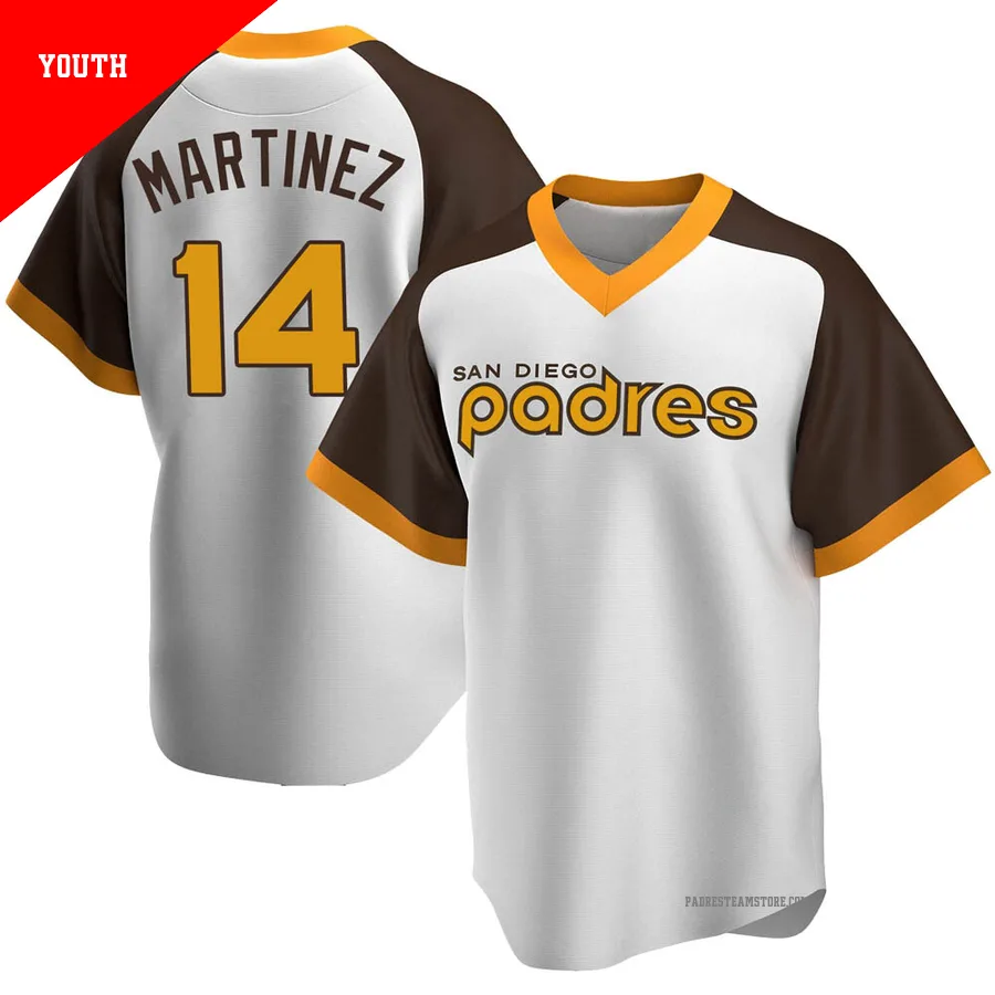 Youth San Diego Padres ＃14 Carmelo Martinez White Replica Home Cooperstown Collection Jersey