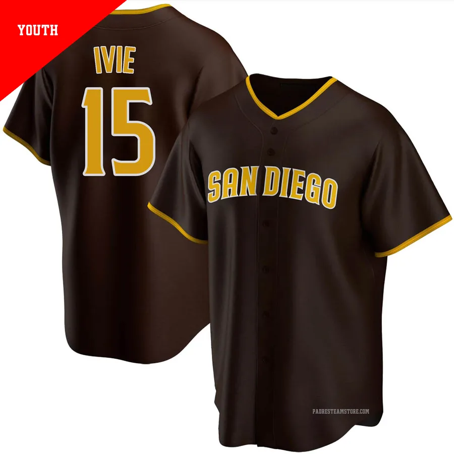 Youth San Diego Padres ＃15 Mike Ivie Brown Replica Road Jersey