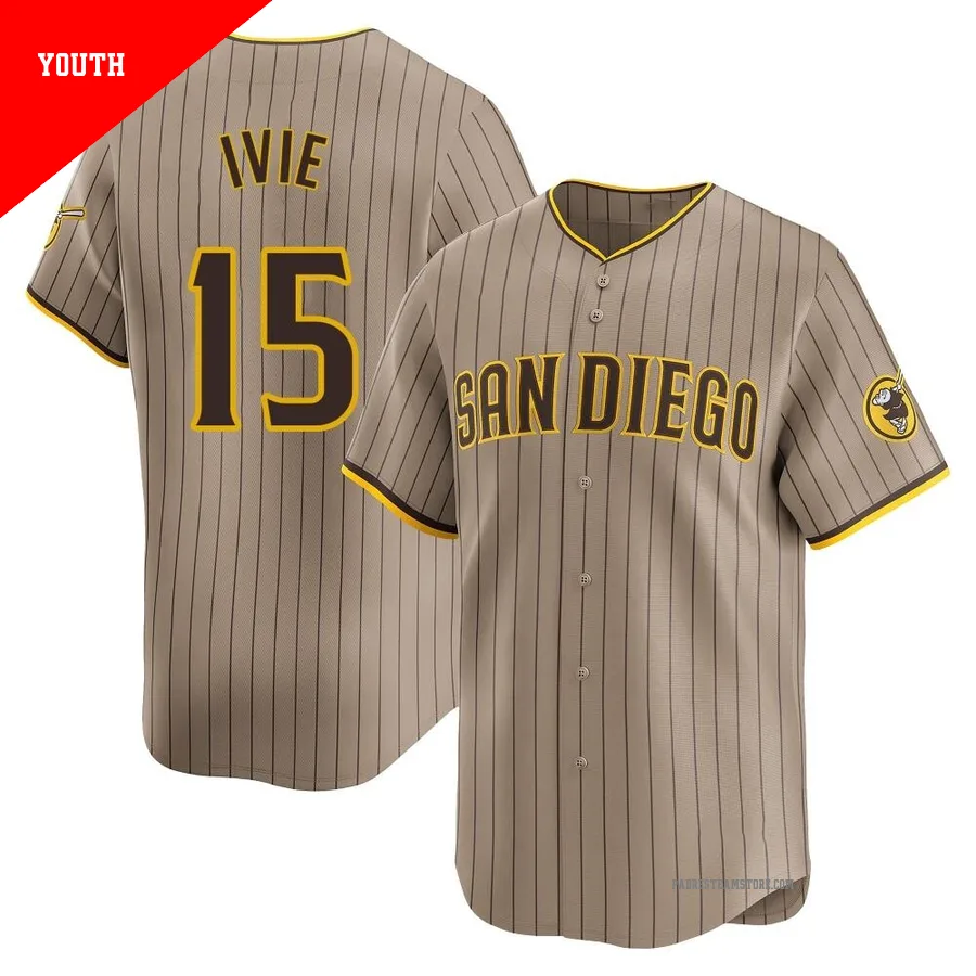 Youth San Diego Padres ＃15 Mike Ivie Limited Tan Alternate Jersey