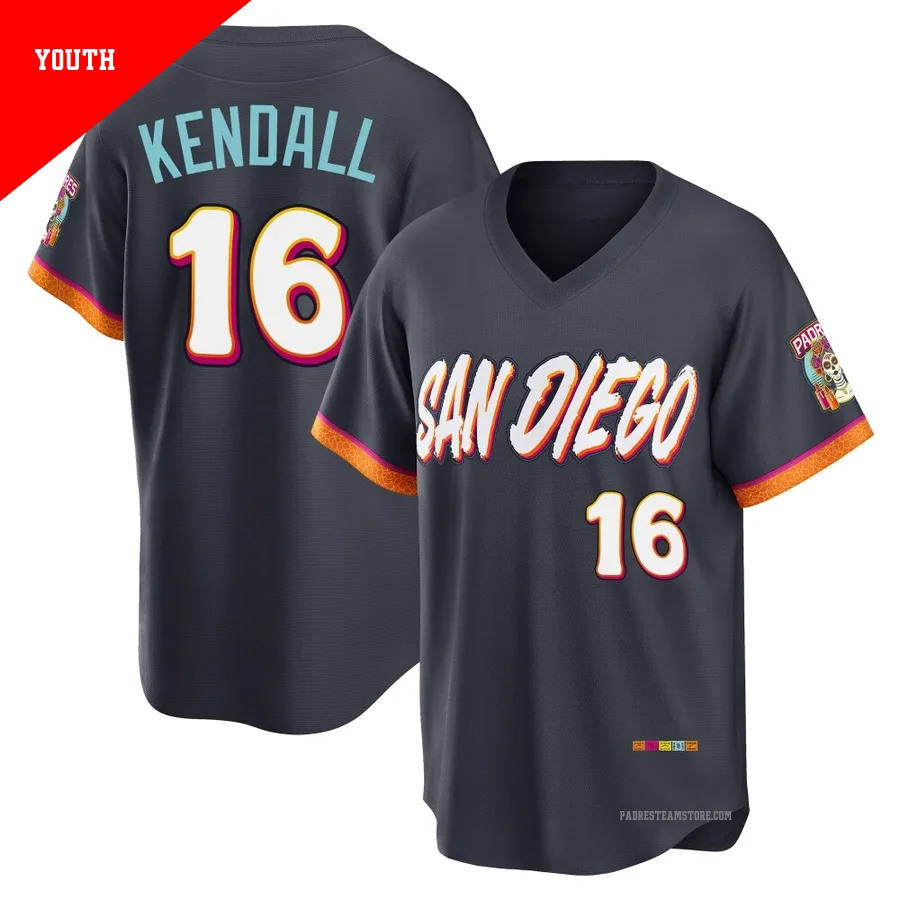 Youth San Diego Padres ＃16 Fred Kendall Limited Obsidian 2026 City Connect Stadium Jersey