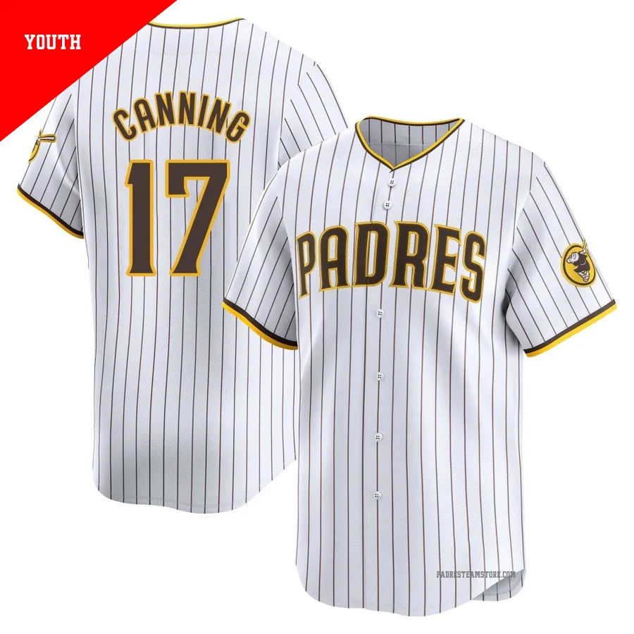 Youth San Diego Padres ＃17 Griffin Canning White Limited Home Jersey