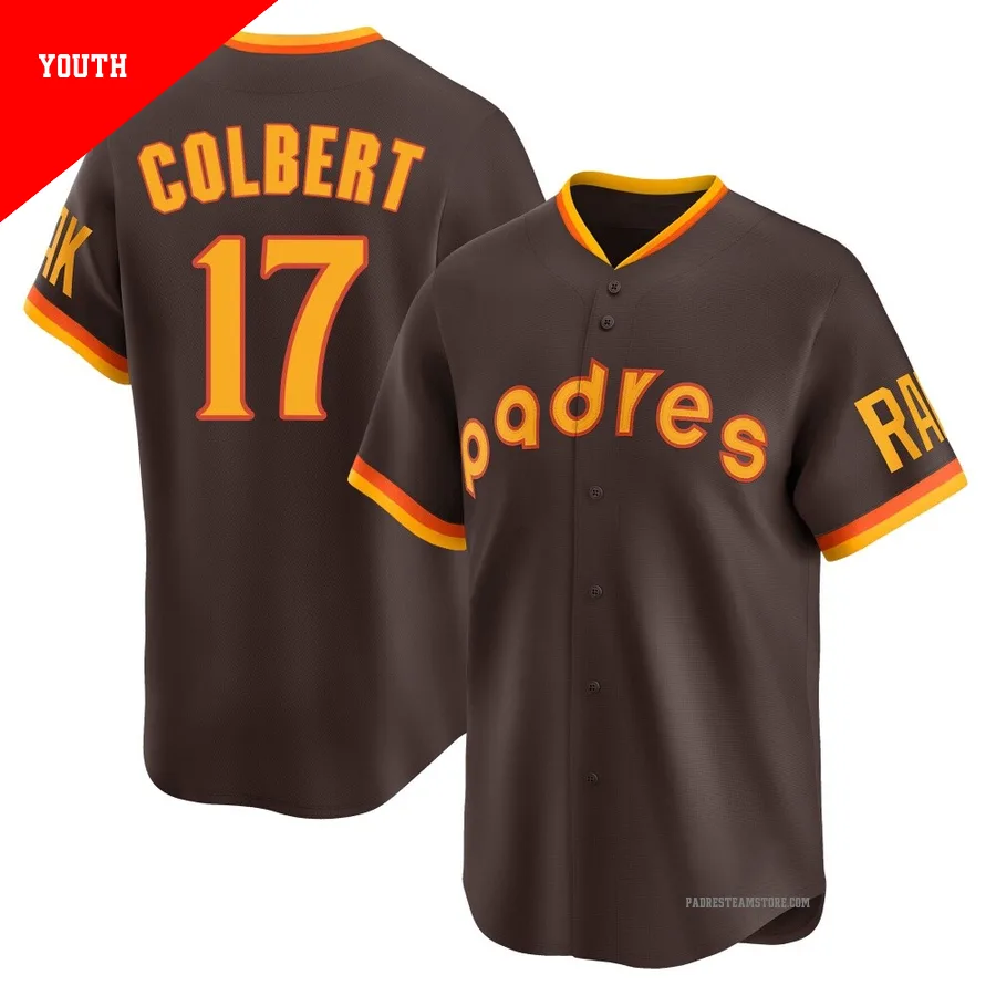 Youth San Diego Padres ＃17 Nate Colbert Brown Limited Cooperstown Collection Jersey
