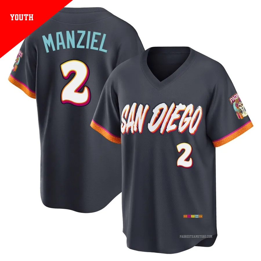 Youth San Diego Padres ＃2 Johnny Manziel Limited Obsidian 2026 City Connect Stadium Jersey