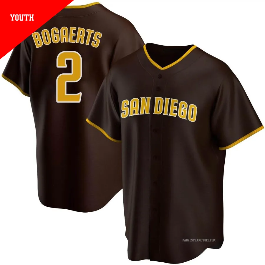 Youth San Diego Padres ＃2 Xander Bogaerts Brown Replica Road Jersey