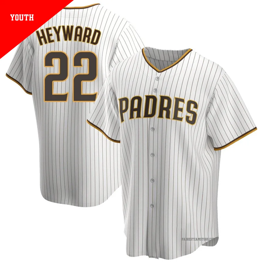 Youth San Diego Padres ＃22 Jason Heyward White/Brown Replica Home Jersey