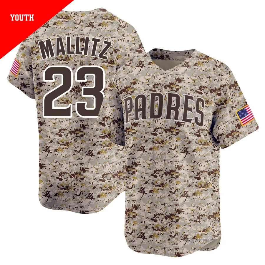 Youth San Diego Padres ＃23 Josh Mallitz Camo Limited 2nd Alternate Jersey