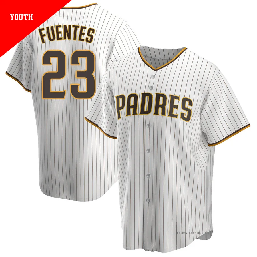 Youth San Diego Padres ＃23 Tito Fuentes White/Brown Replica Home Jersey
