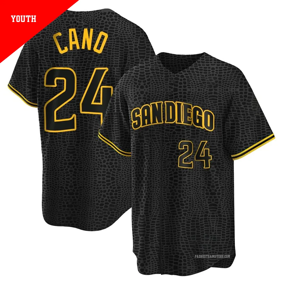 Youth San Diego Padres ＃24 Robinson Cano Black Replica Snake Skin City Jersey
