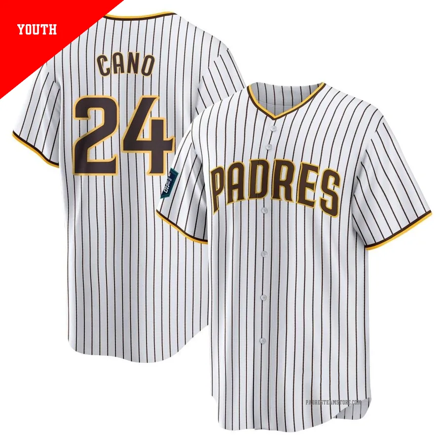 Youth San Diego Padres ＃24 Robinson Cano White Replica 2024 World Tour Seoul Series Home Jersey