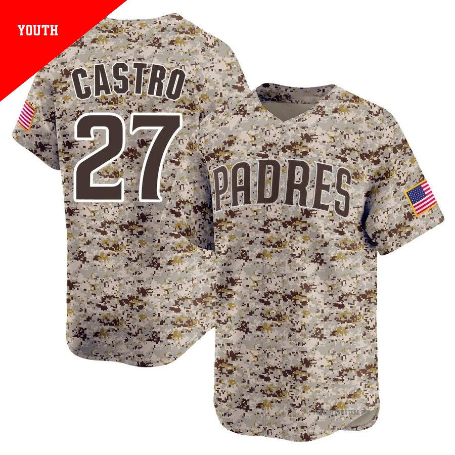 Youth San Diego Padres ＃27 Manuel Castro Camo Limited 2nd Alternate Jersey