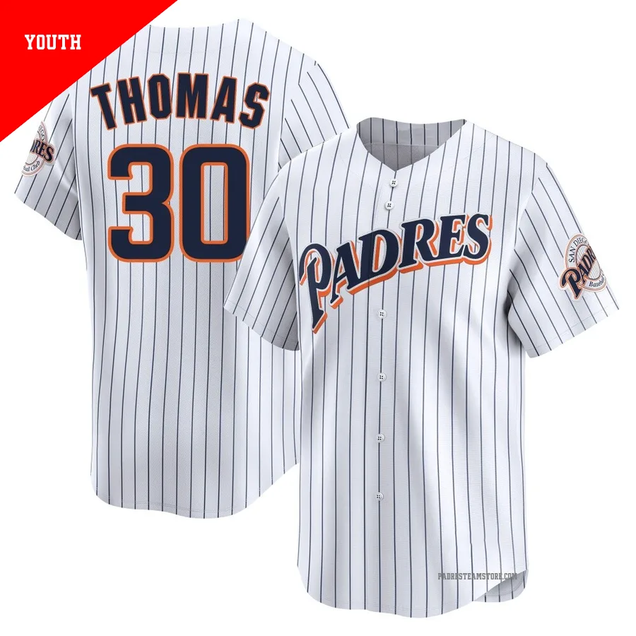 Youth San Diego Padres ＃30 Derrel Thomas White Limited Cooperstown Collection Jersey