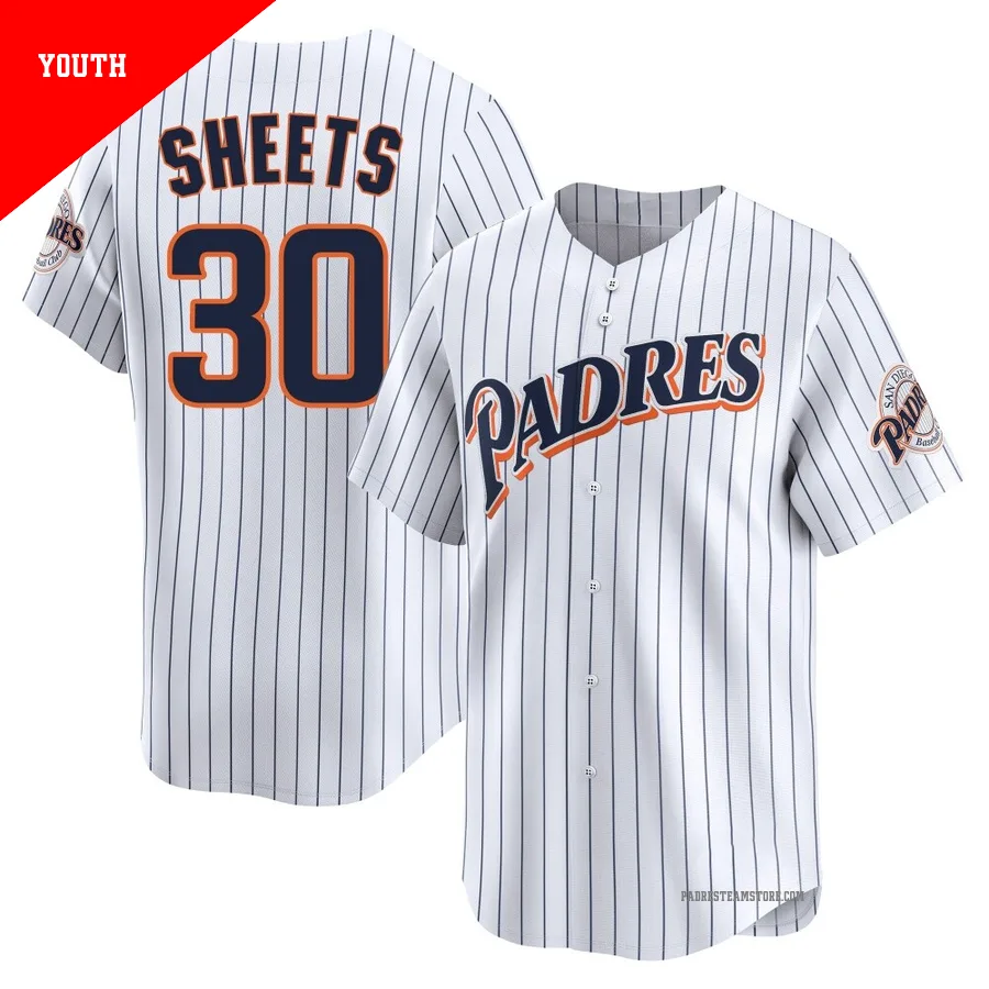 Youth San Diego Padres ＃30 Gavin Sheets White Limited Cooperstown Collection Jersey