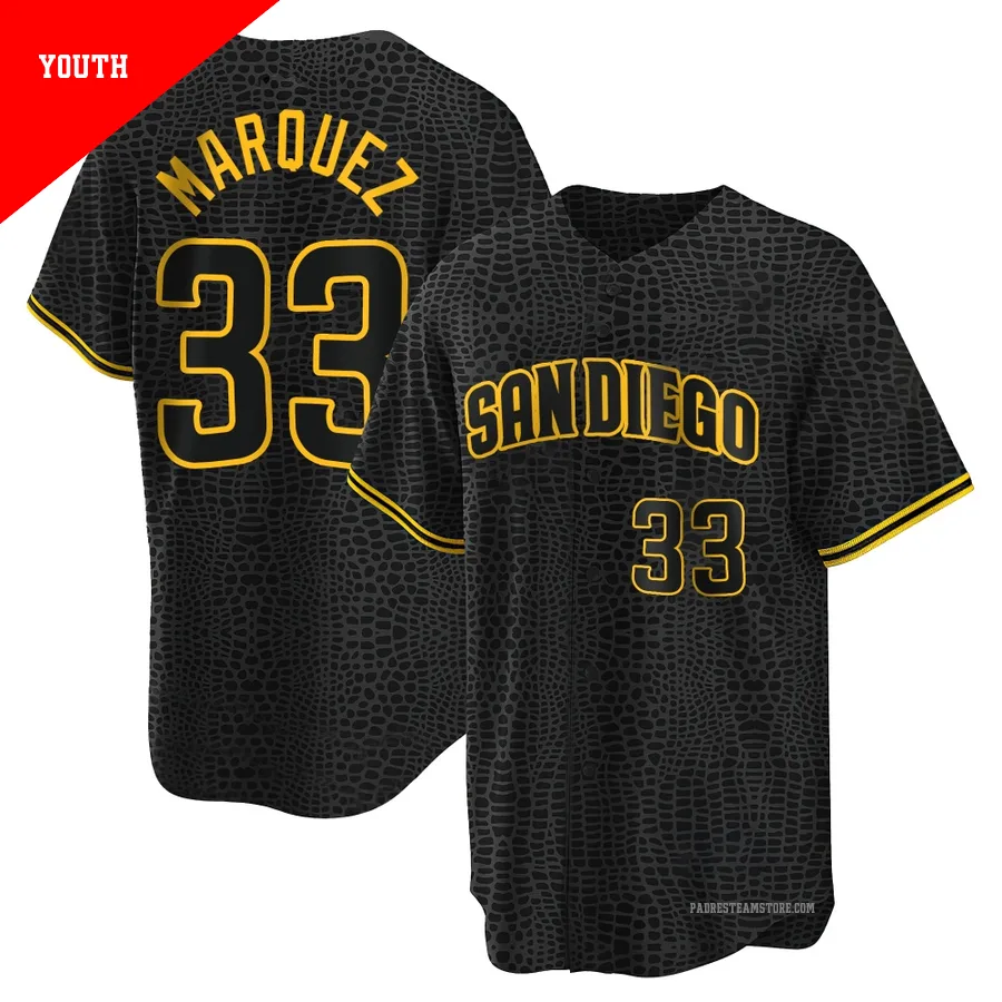 Youth San Diego Padres ＃33 German Marquez Black Replica Snake Skin City Jersey