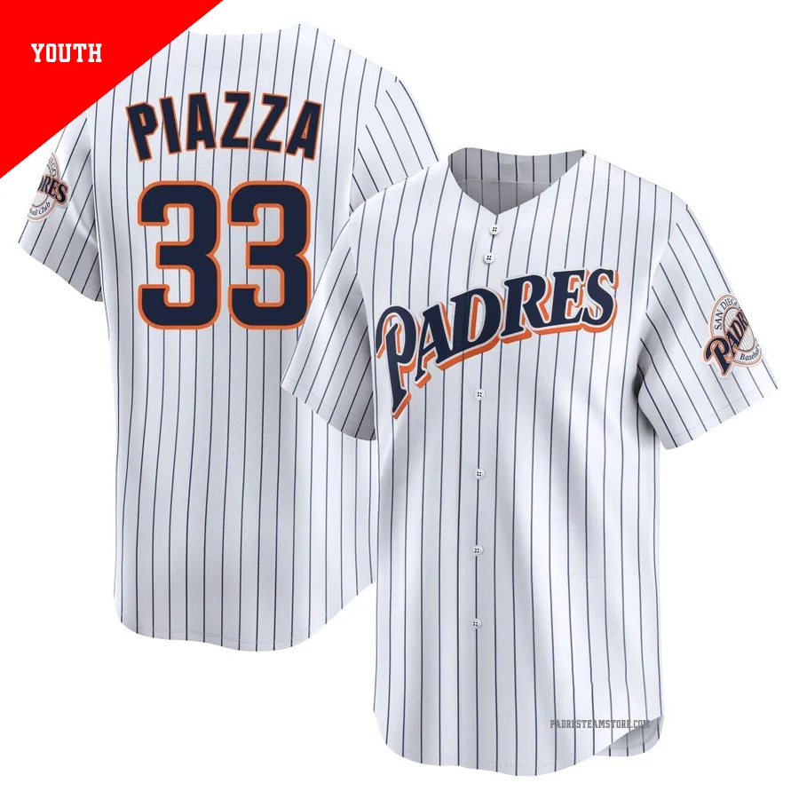 Youth San Diego Padres ＃33 Mike Piazza White Limited Cooperstown Collection Jersey