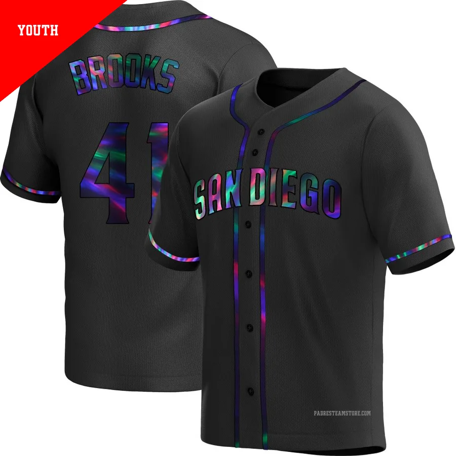 Youth San Diego Padres ＃41 Trenton Brooks Black Replica Holographic Alternate Jersey