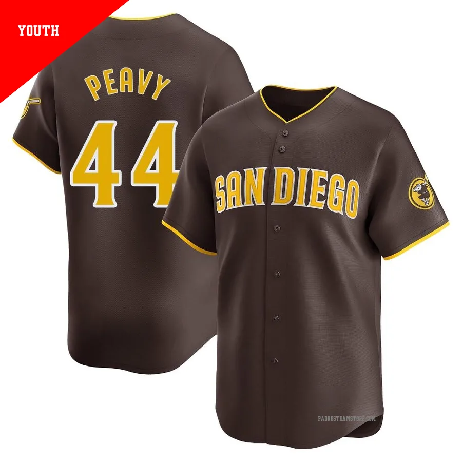 Youth San Diego Padres ＃44 Jake Peavy Brown Limited Away Jersey