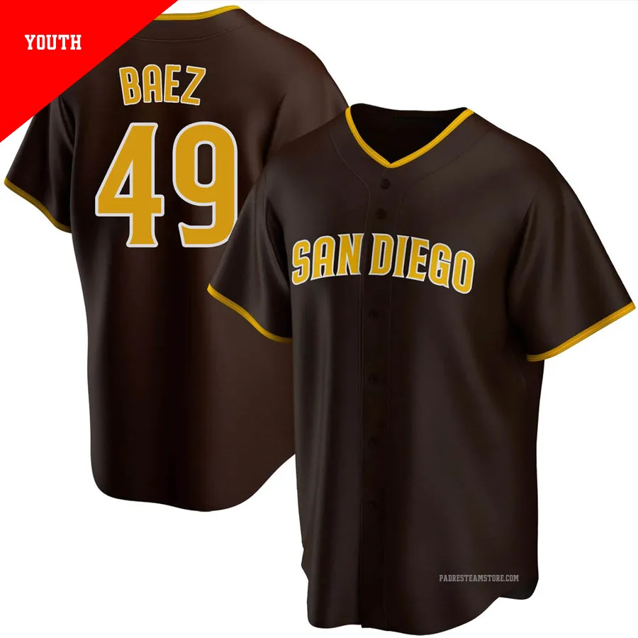 Youth San Diego Padres ＃49 Michel Baez Brown Replica Road Jersey