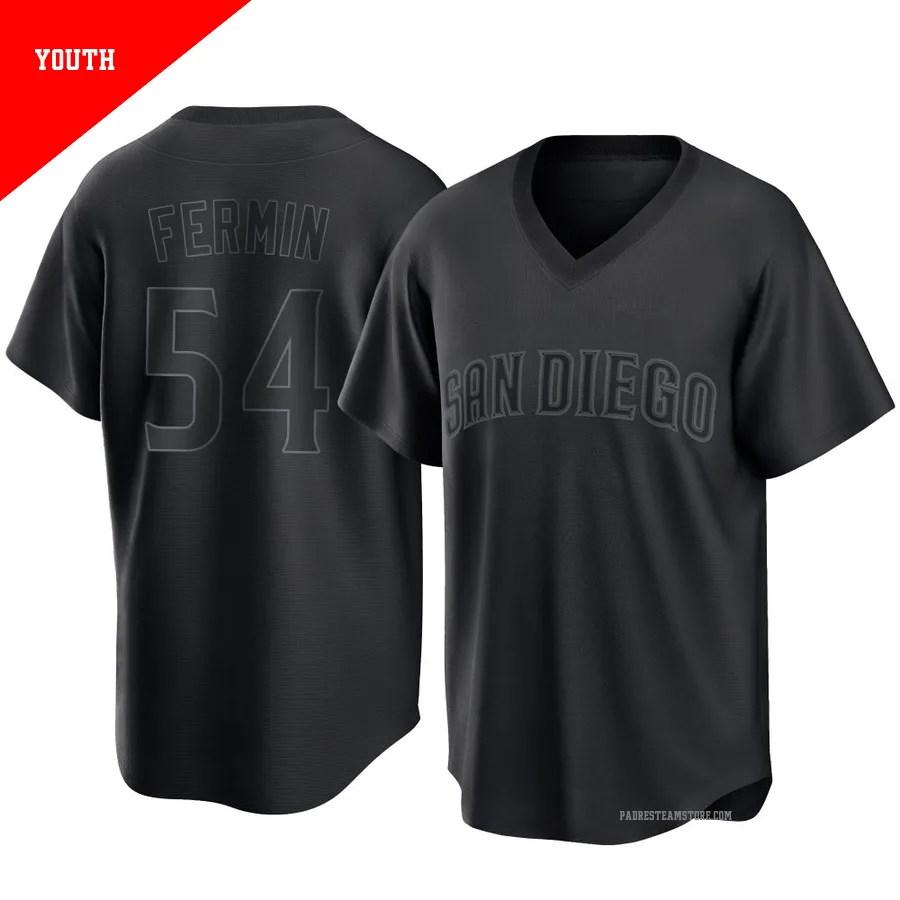Youth San Diego Padres ＃54 Freddy Fermin Black Replica Pitch Fashion Jersey