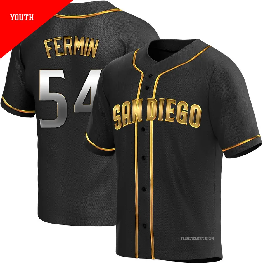 Youth San Diego Padres ＃54 Freddy Fermin Gold Replica Black en Alternate Jersey