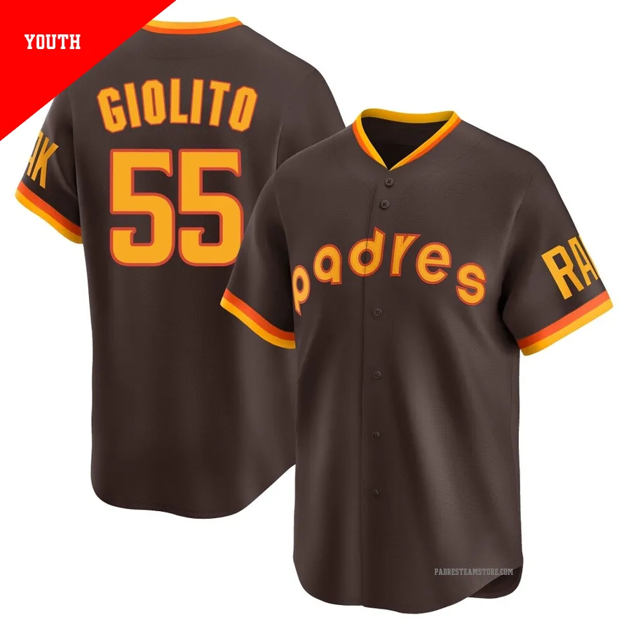 Youth San Diego Padres ＃55 Lucas Giolito Brown Limited Cooperstown Collection Jersey