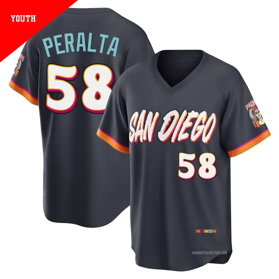 Youth San Diego Padres ＃58 Wandy Peralta Limited Obsidian 2026 City Connect Stadium Jersey