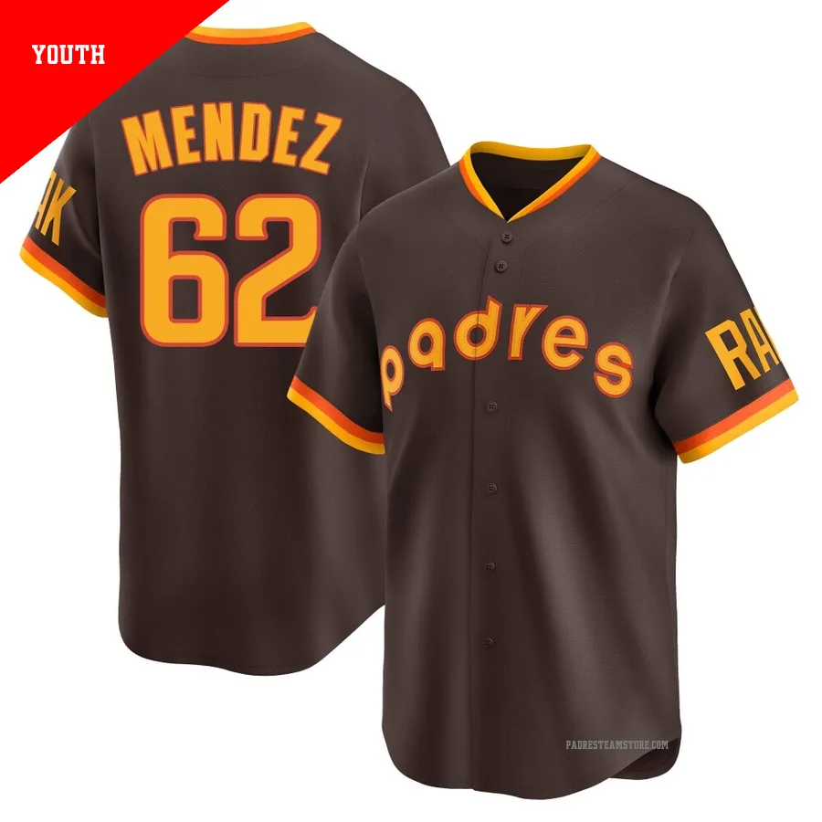Youth San Diego Padres ＃62 Miguel Mendez Brown Limited Cooperstown Collection Jersey