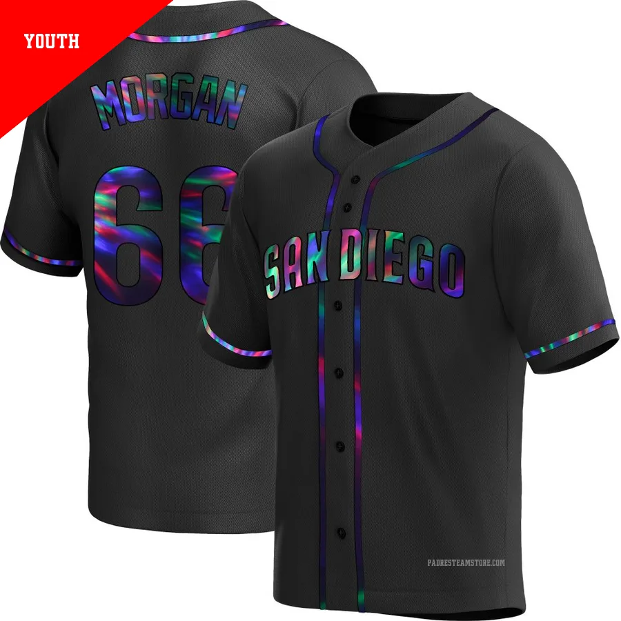 Youth San Diego Padres ＃66 David Morgan Black Replica Holographic Alternate Jersey