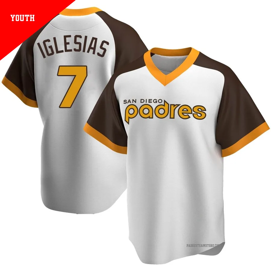 Youth San Diego Padres ＃7 Jose Iglesias White Replica Home Cooperstown Collection Jersey