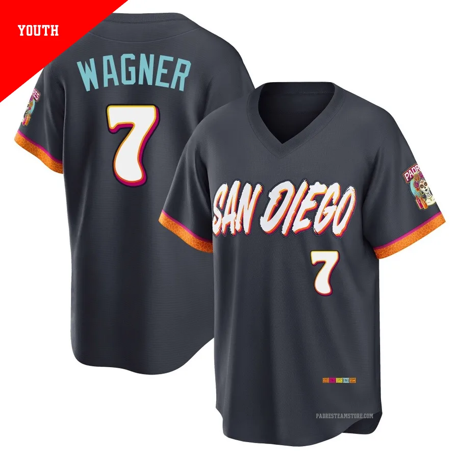 Youth San Diego Padres ＃7 Will Wagner Limited Obsidian 2026 City Connect Stadium Jersey
