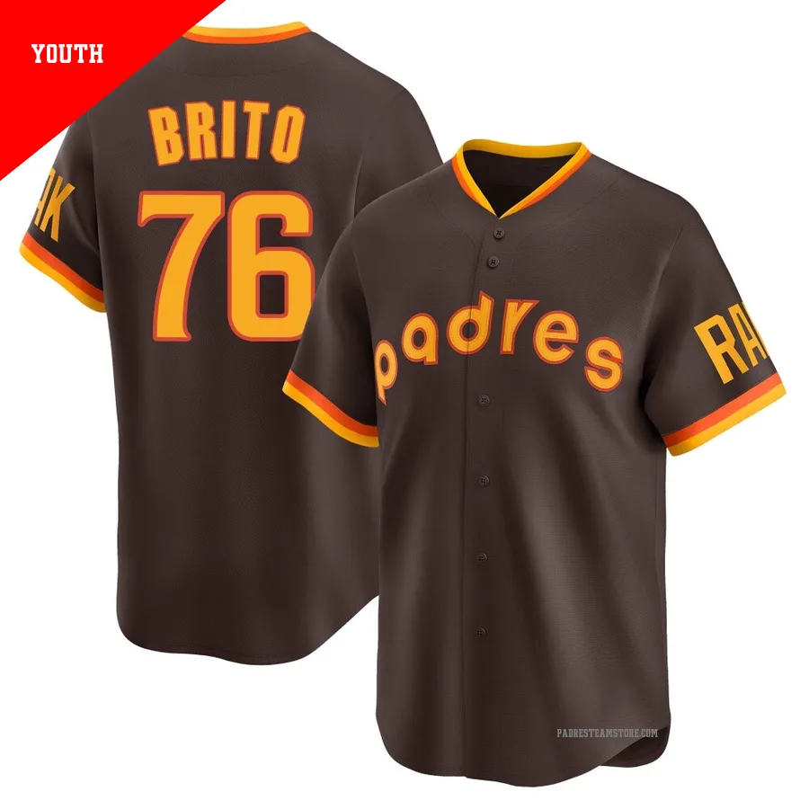 Youth San Diego Padres ＃76 Jhony Brito Brown Limited Cooperstown Collection Jersey
